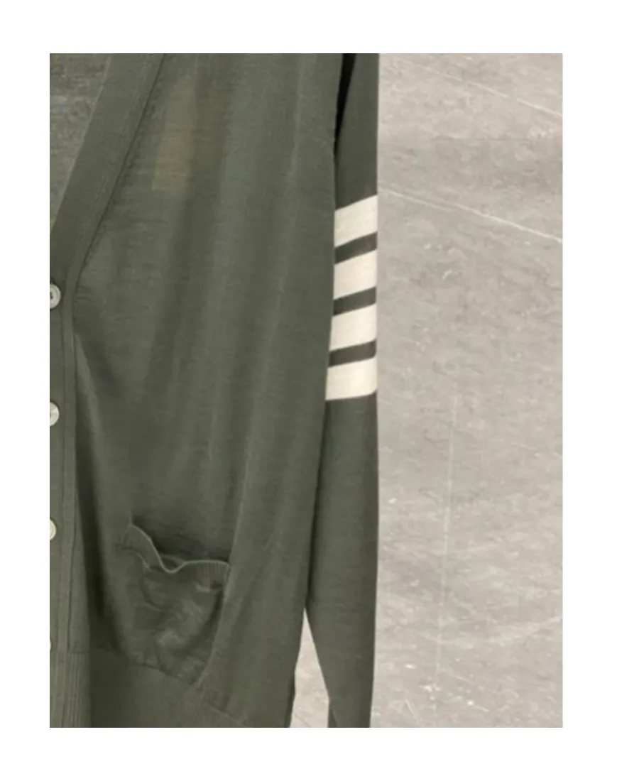 Intarsia-Knit 4-Bar Stripe Cardigan