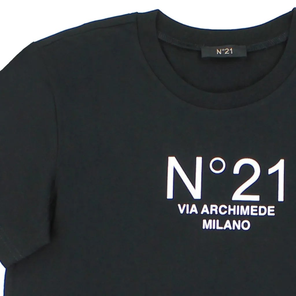 N 21 T-Shirt Bambino Nera In Jersey Di Cotone
