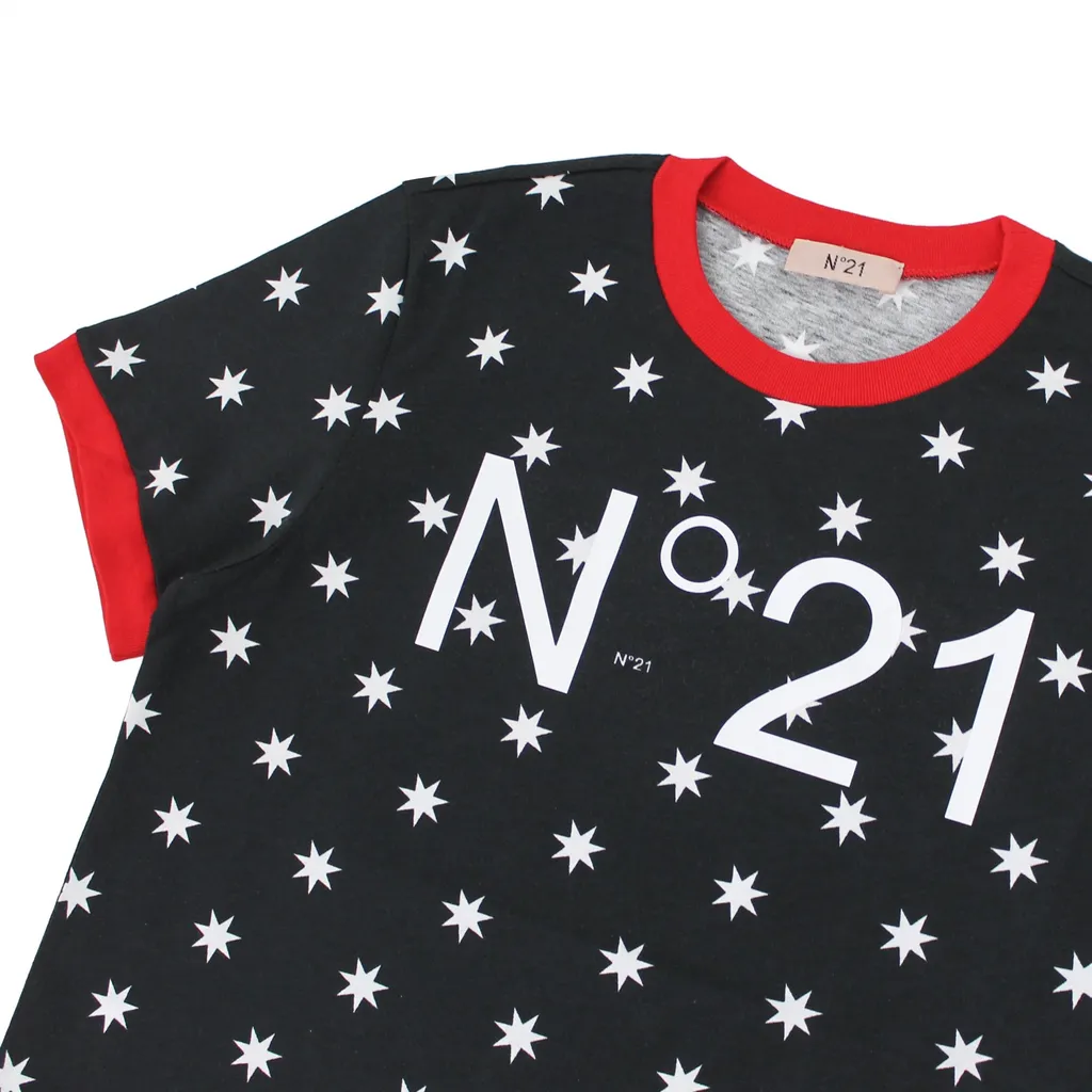 N 21 T-Shirt Teen Nera In Jersey Di Cotone Stampato
