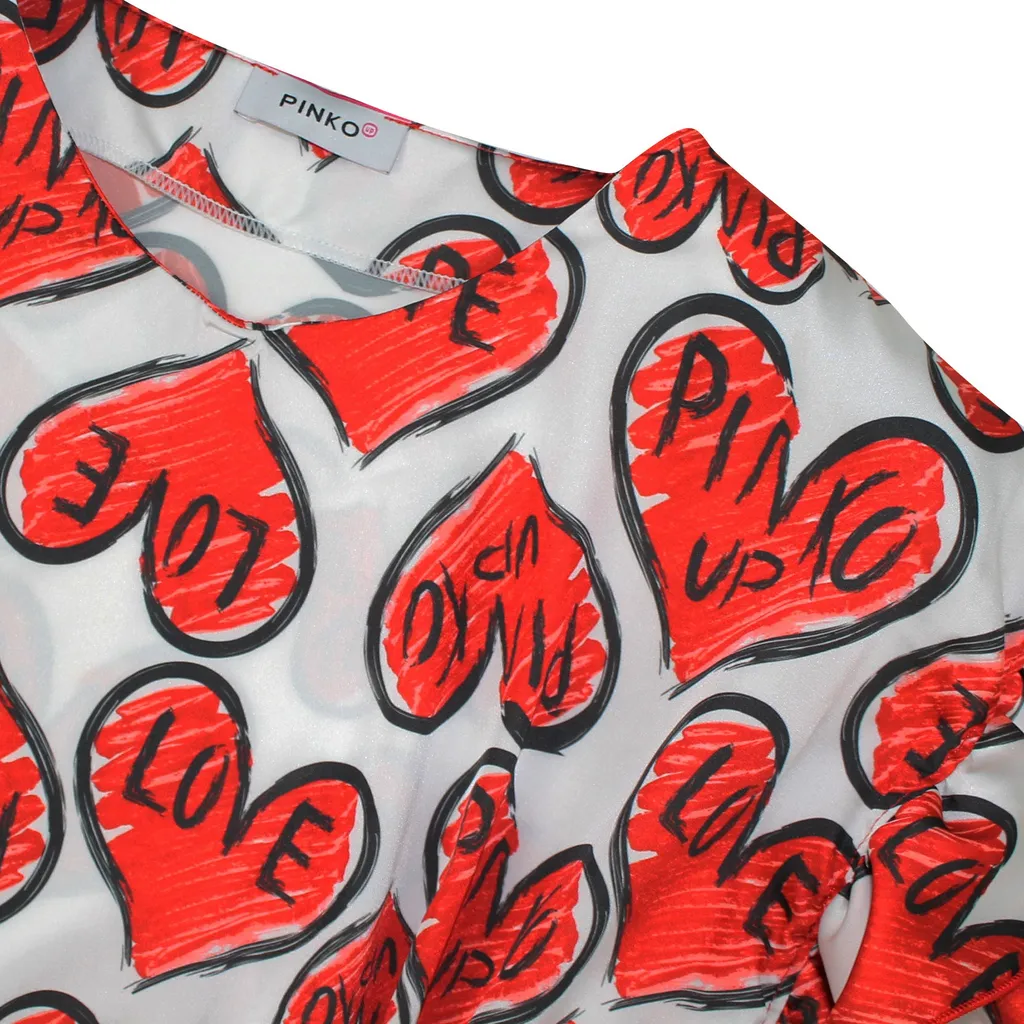 Pinko Bambina Copricostume Stampa Logo E Cuori All Over