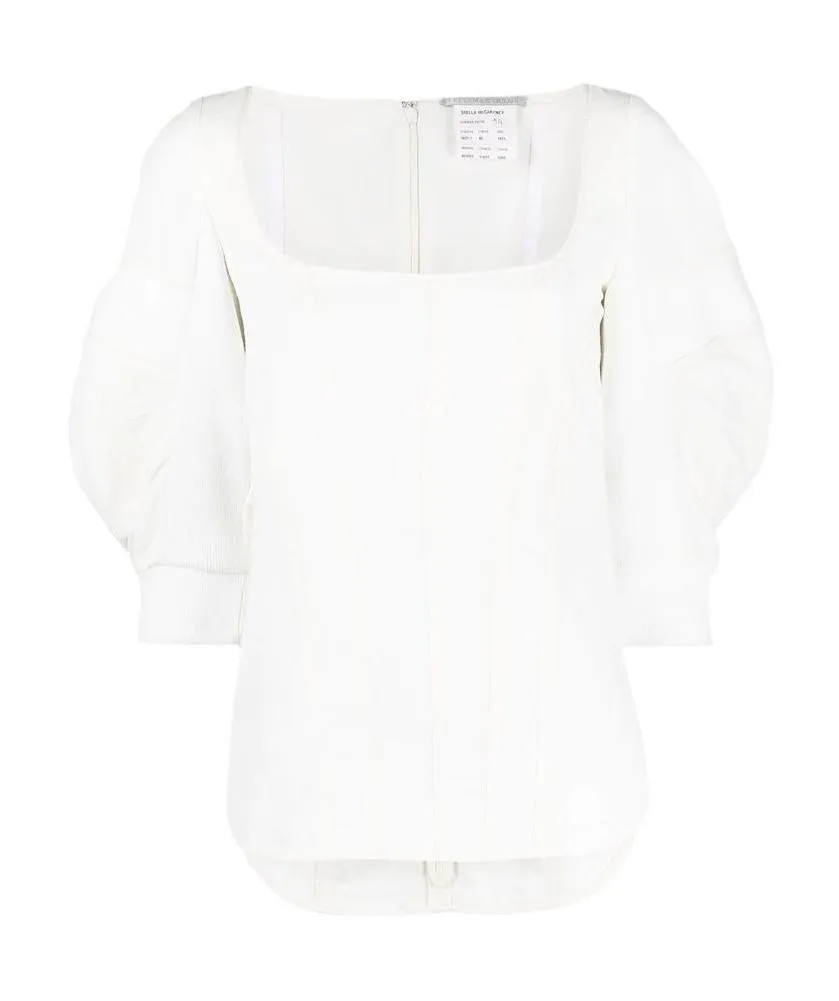 Square-Neck Puff-Sleeve Blouse