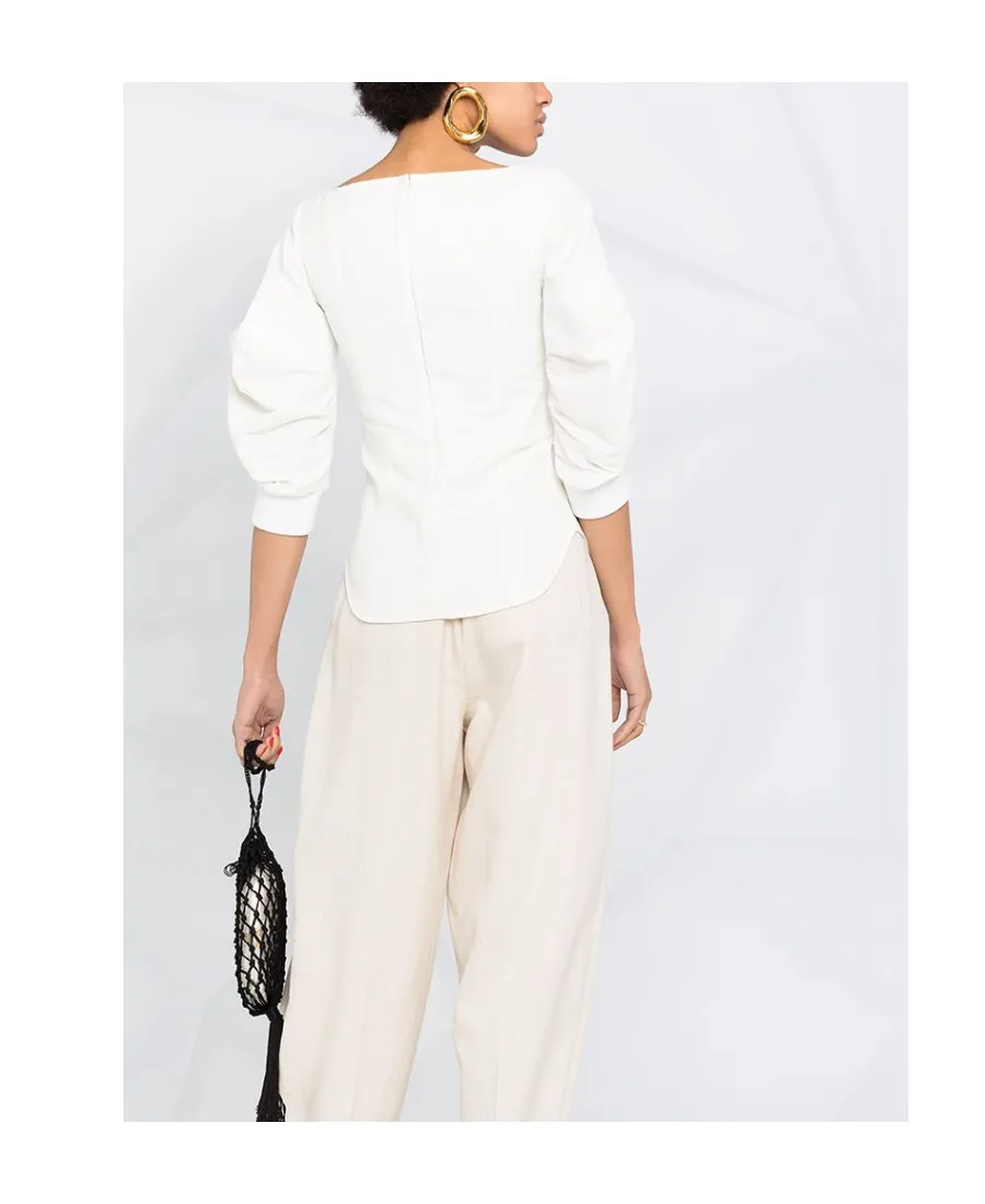 Square-Neck Puff-Sleeve Blouse