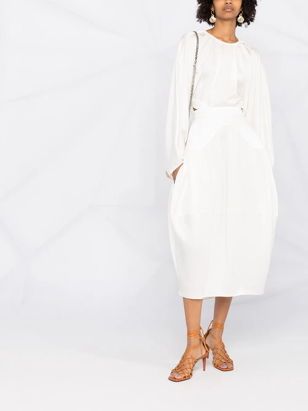 Split-Back Balloon-Sleeve Tulip Dress