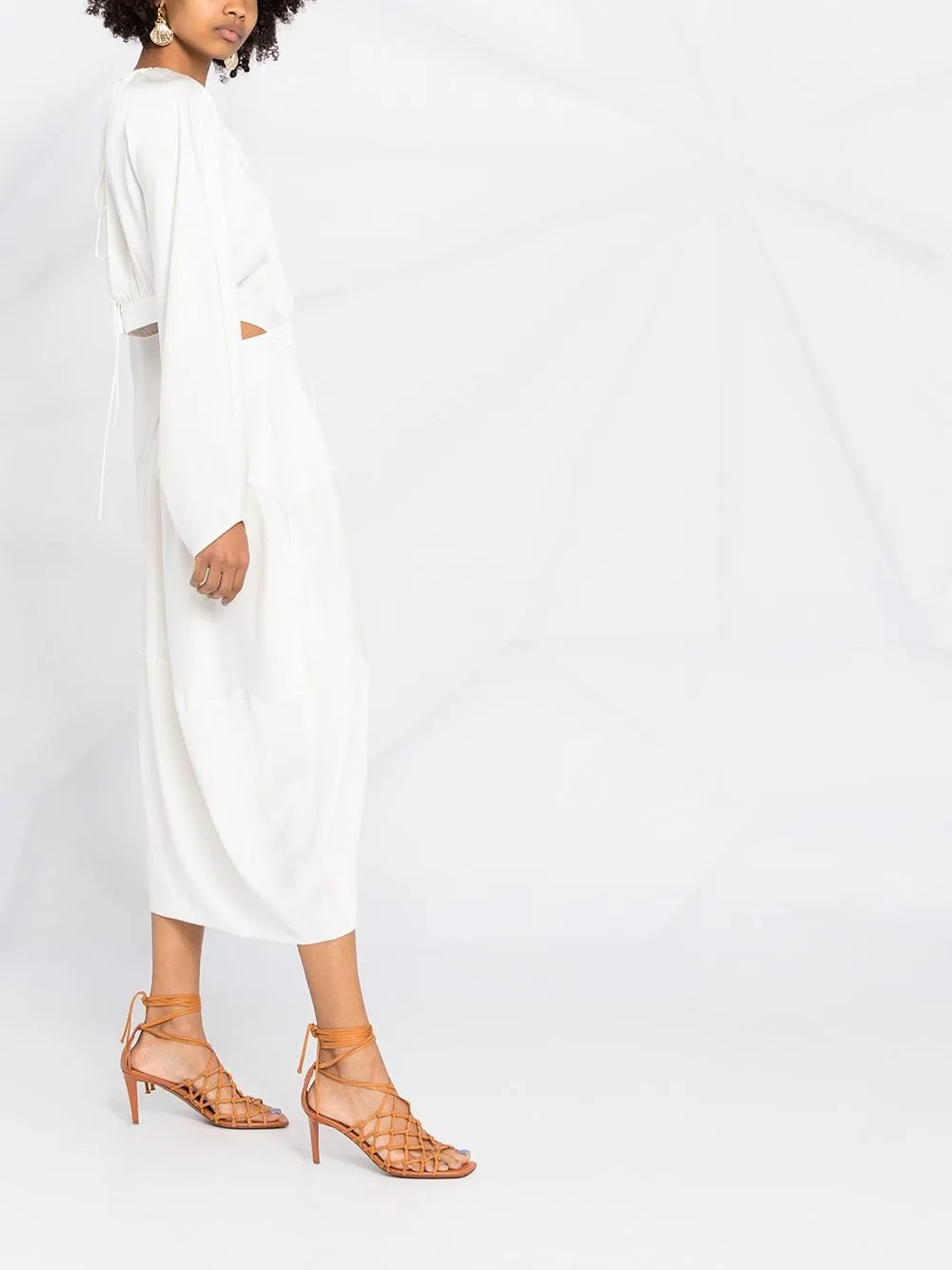 Split-Back Balloon-Sleeve Tulip Dress