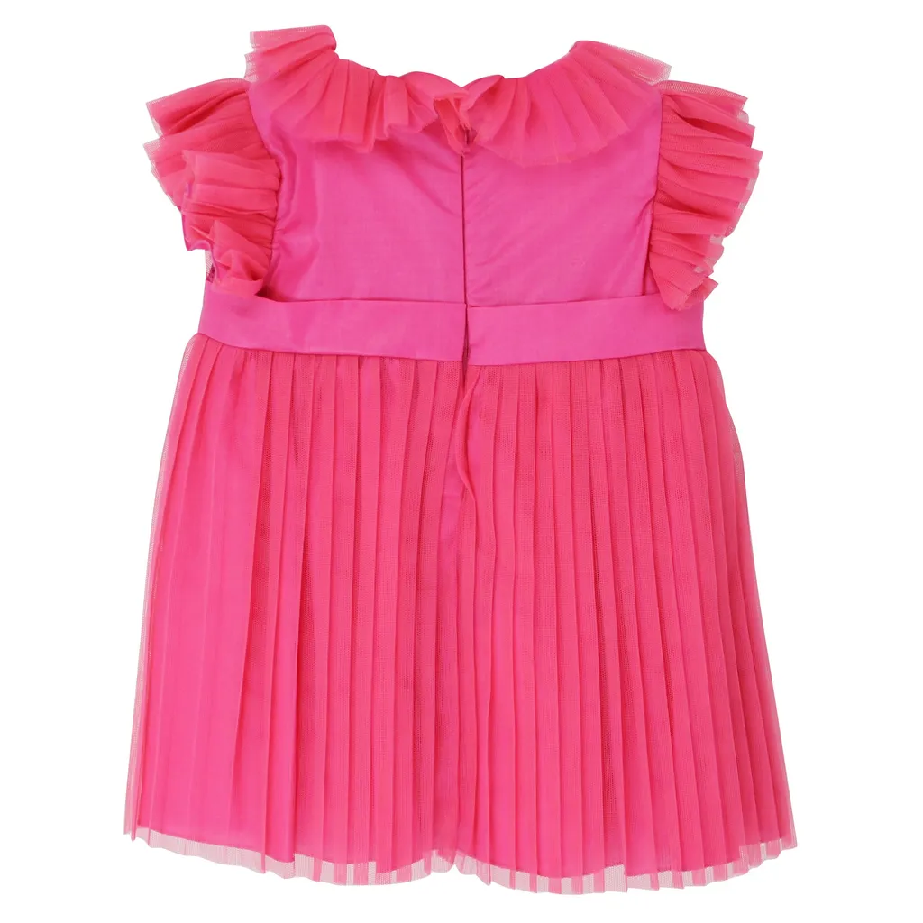 Miss Blumarine Abito Plissettato Baby Girl Ciclamino Con Maxi Fiocco