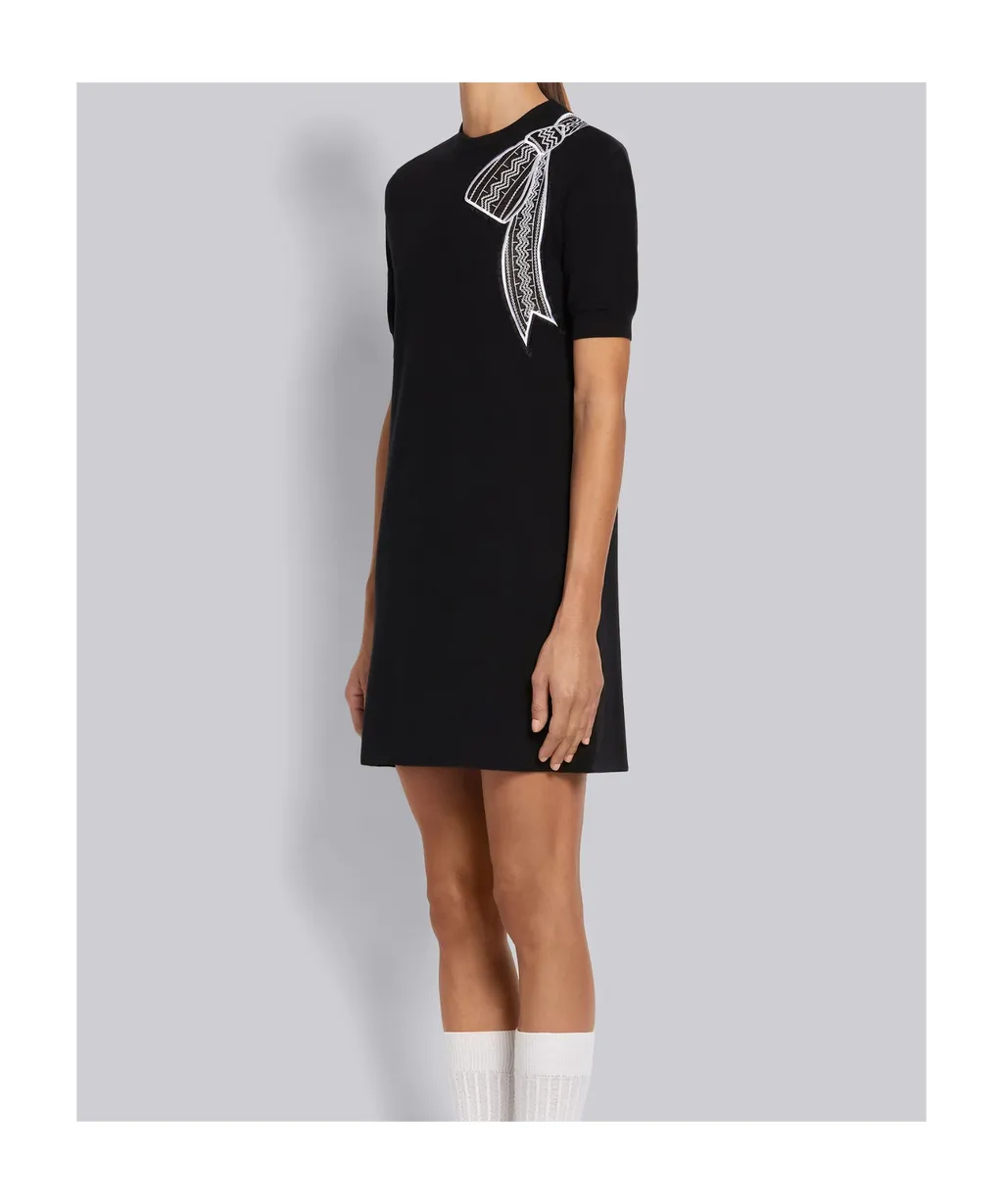 Bow-Embroidery Knitted Dress