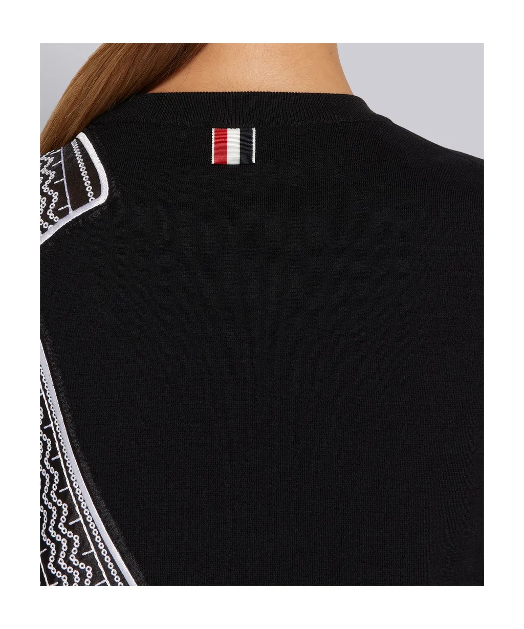 Bow-Embroidery Knitted Dress