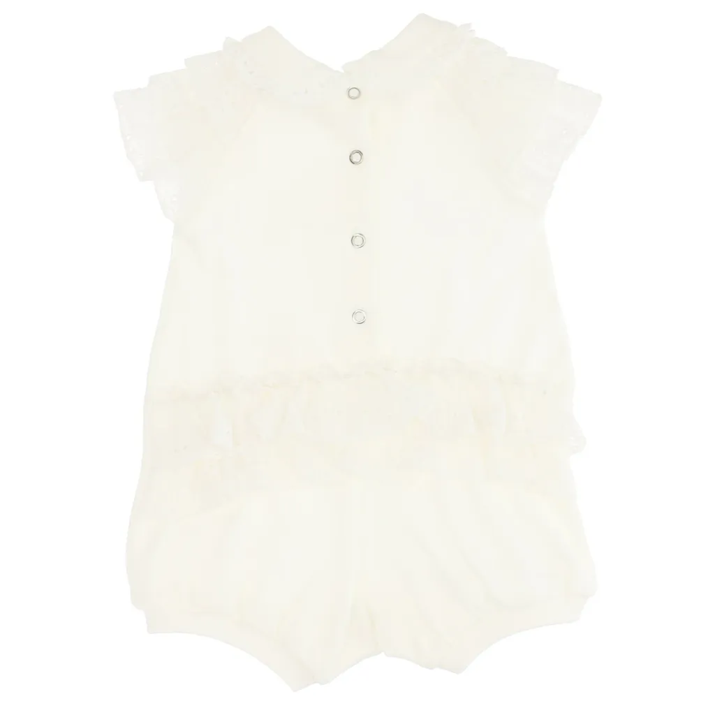 Monnalisa Pagliaccetto Baby Girl Panna In Cotone