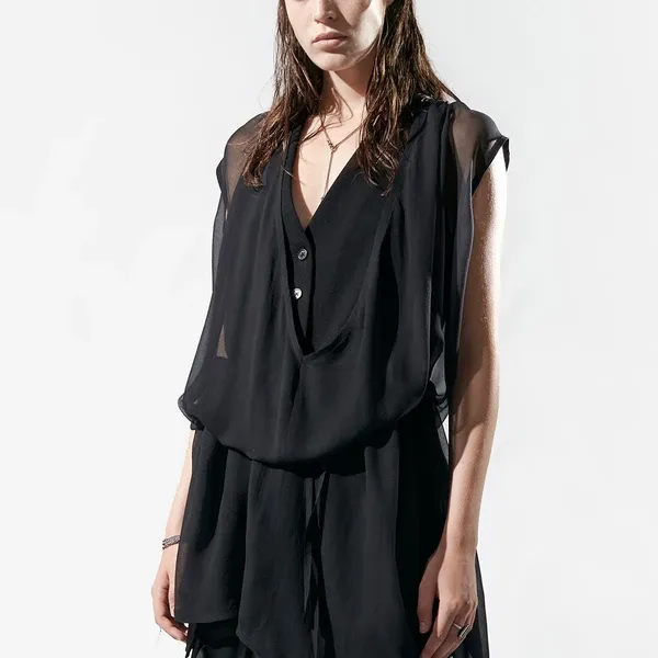 Sheer Panel Shift Dress