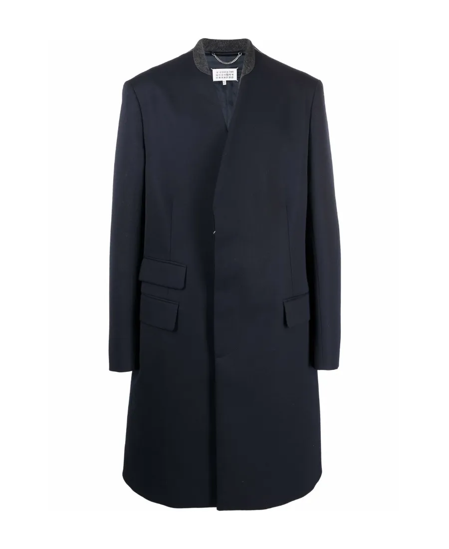 Maison Margiela Collarless Single Breasted Coat