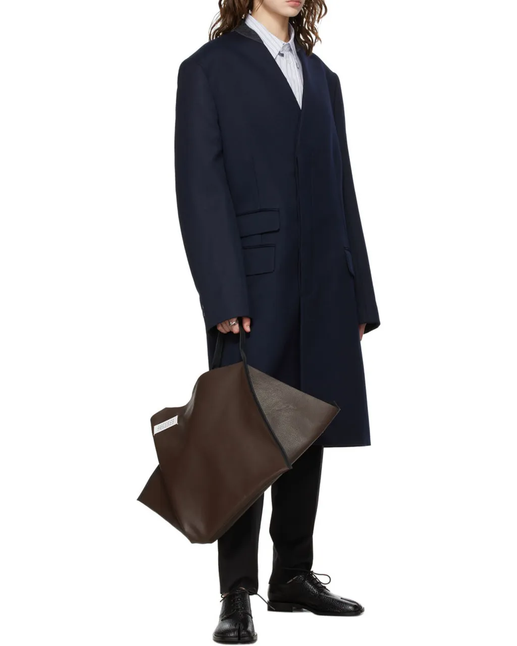 Maison Margiela Collarless Single Breasted Coat