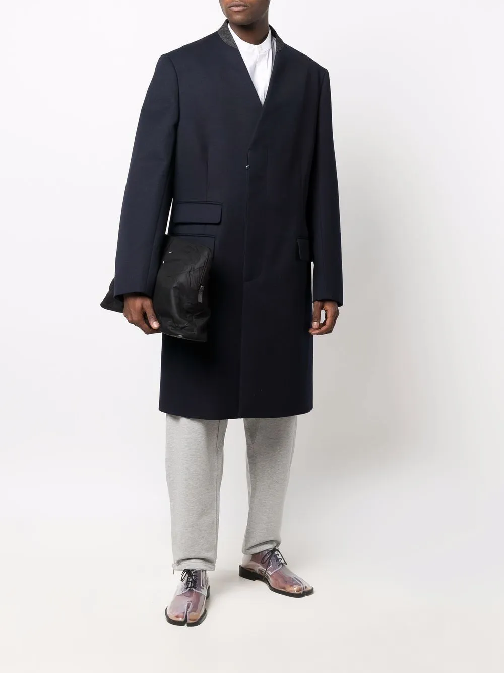 Maison Margiela Collarless Single Breasted Coat