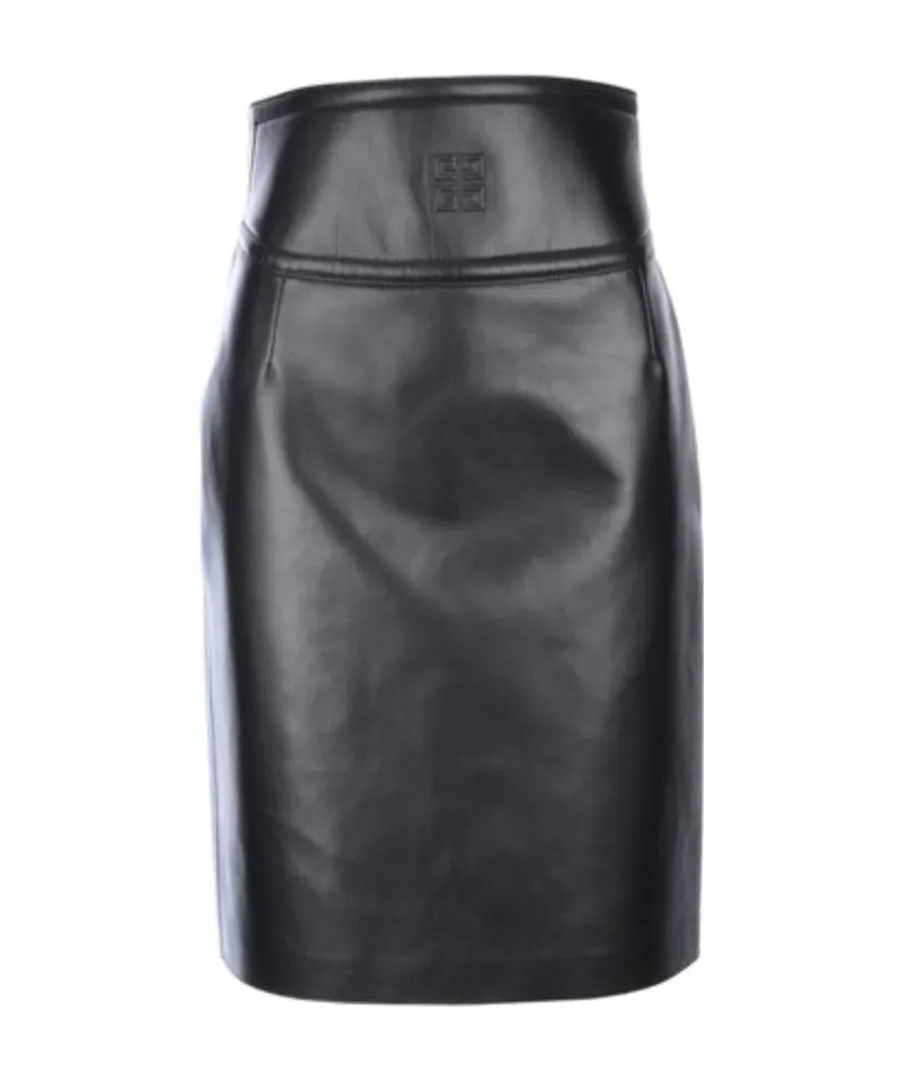 Givenchy Cut-Out Detail Leather Midi Skirt