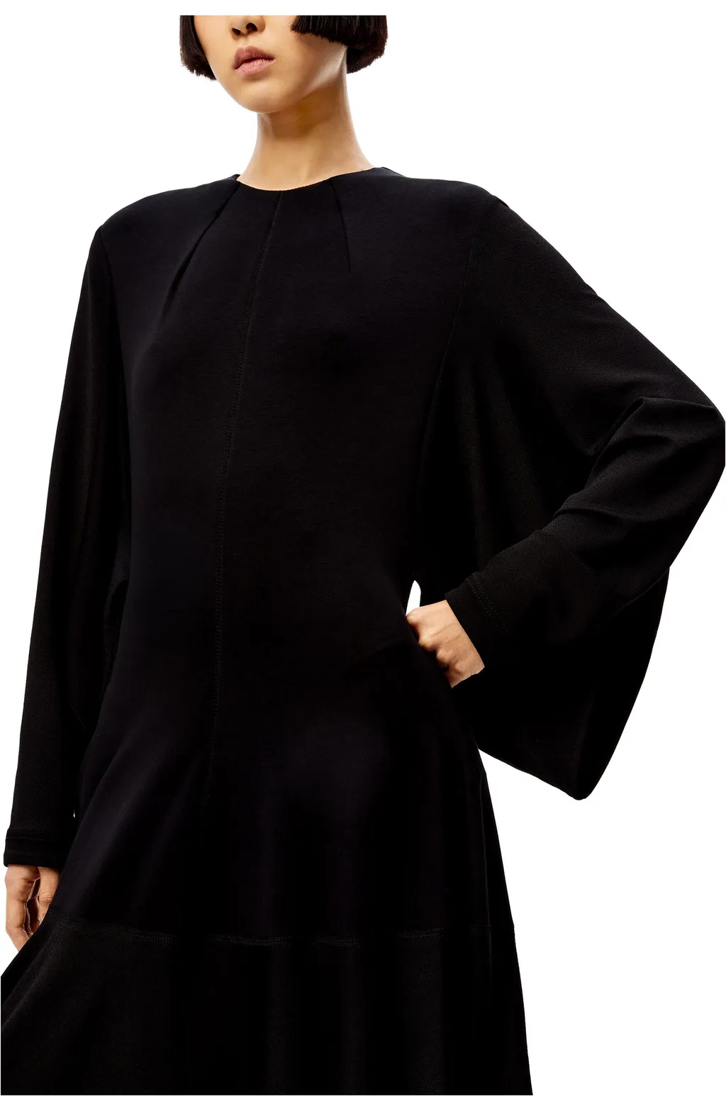 Long-Sleeve Handkerchief-Hem Dress