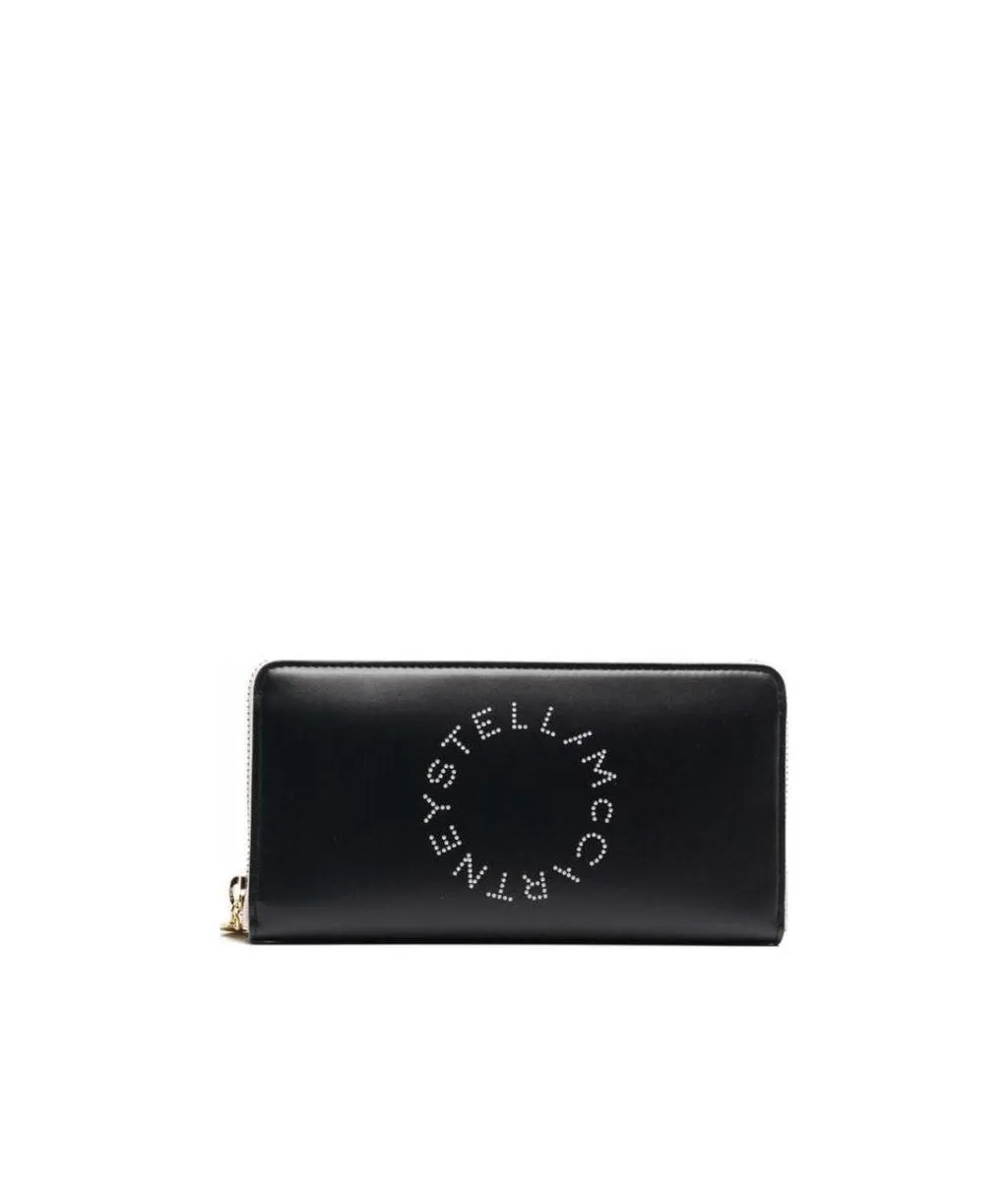 Stella Mccartney Logo Perforated Zip-Around Continental Wallet