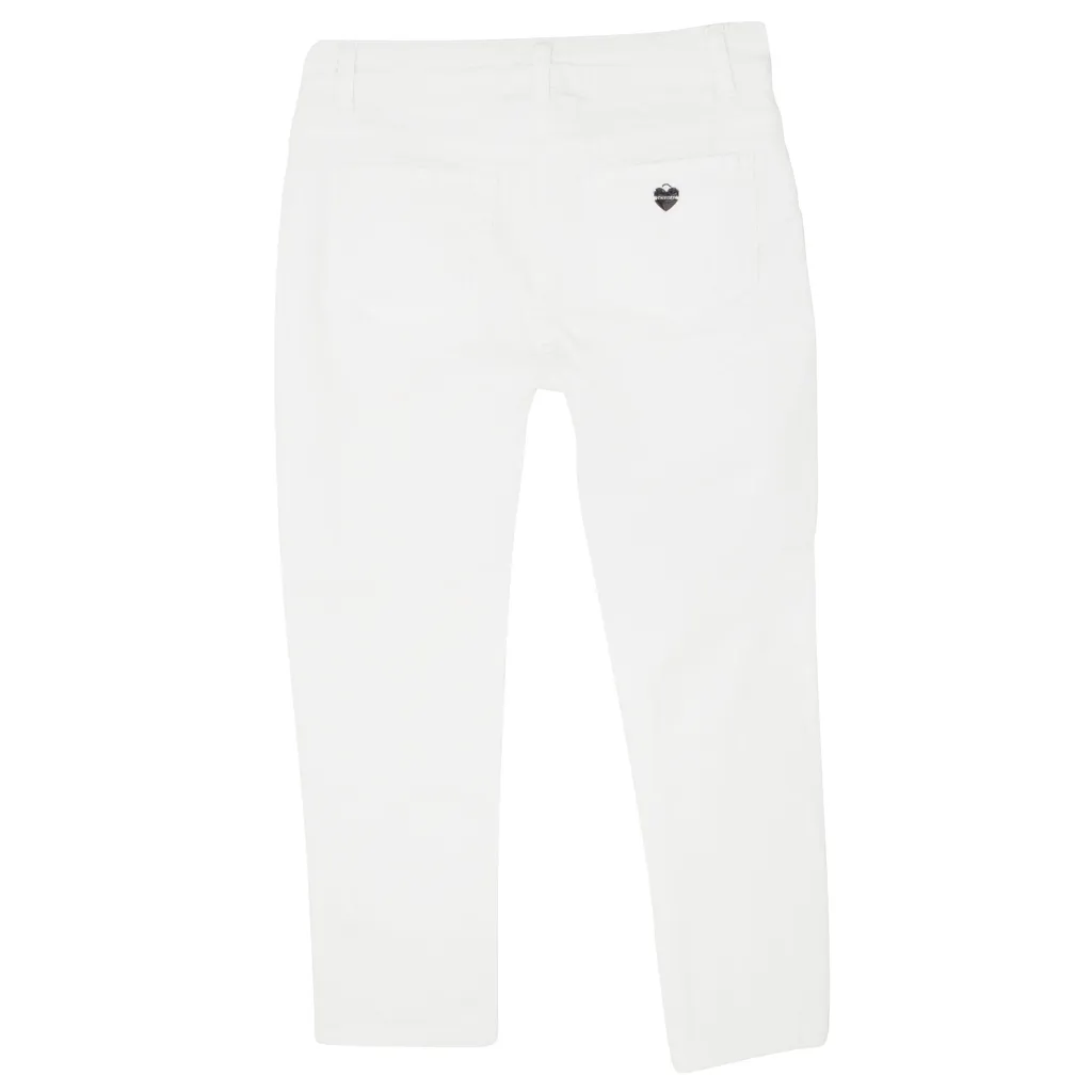 Twin Set Bambina Pantalone Bianco In Denim Di Cotone