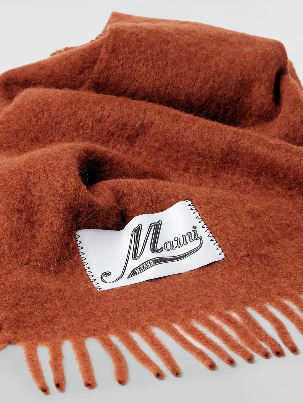 Marni Logo Patch Fringed Scarf