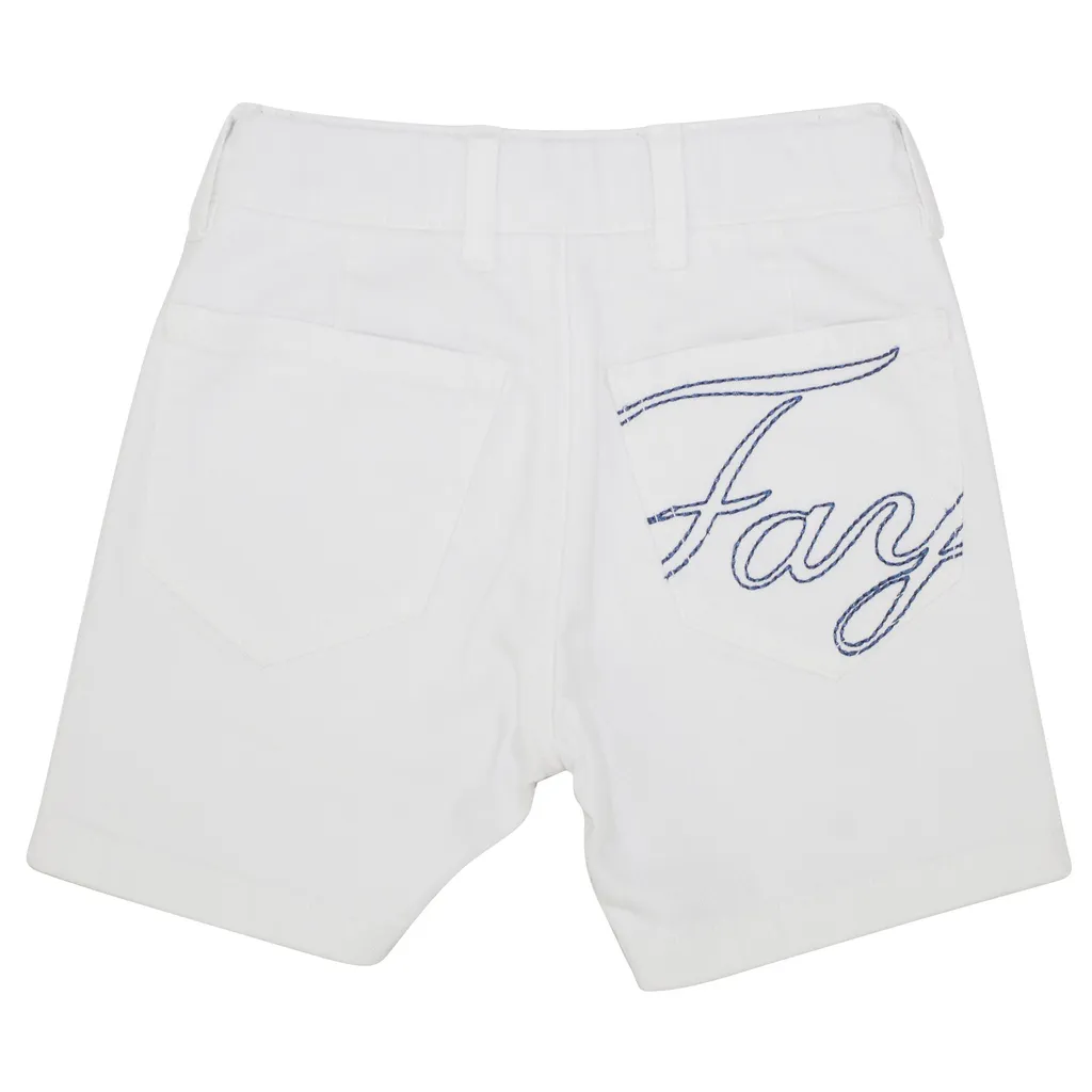 Fay Teen Bermuda Bianco In Denim Di Cotone
