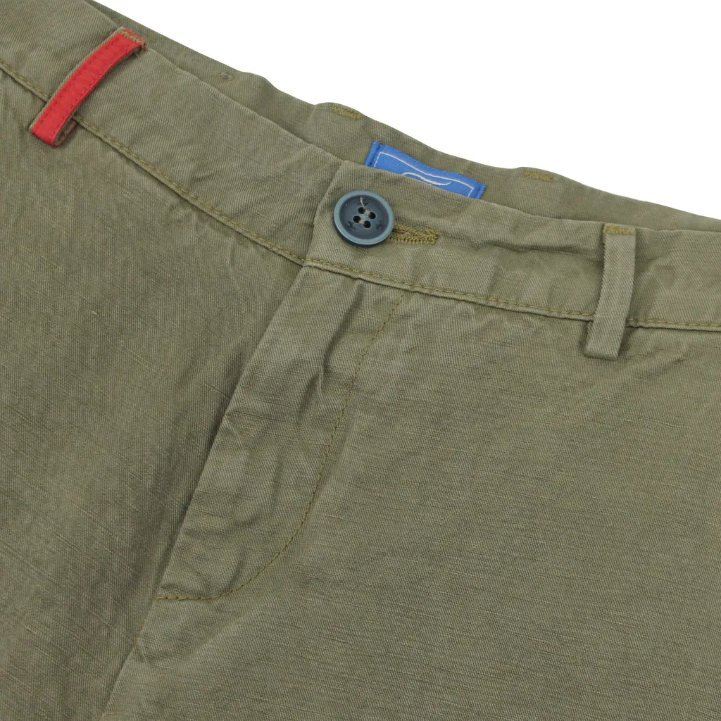 Fay Teen Bermuda Cargo Verde In Misto Lino