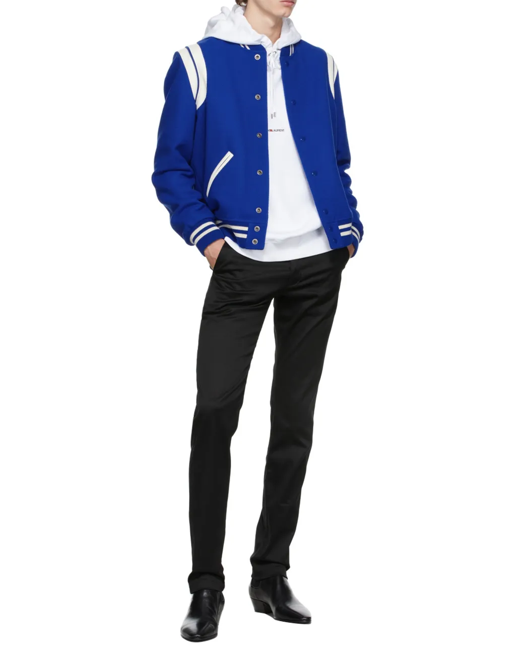 Saint Laurent Logo Printed Drawstring Hoodie
