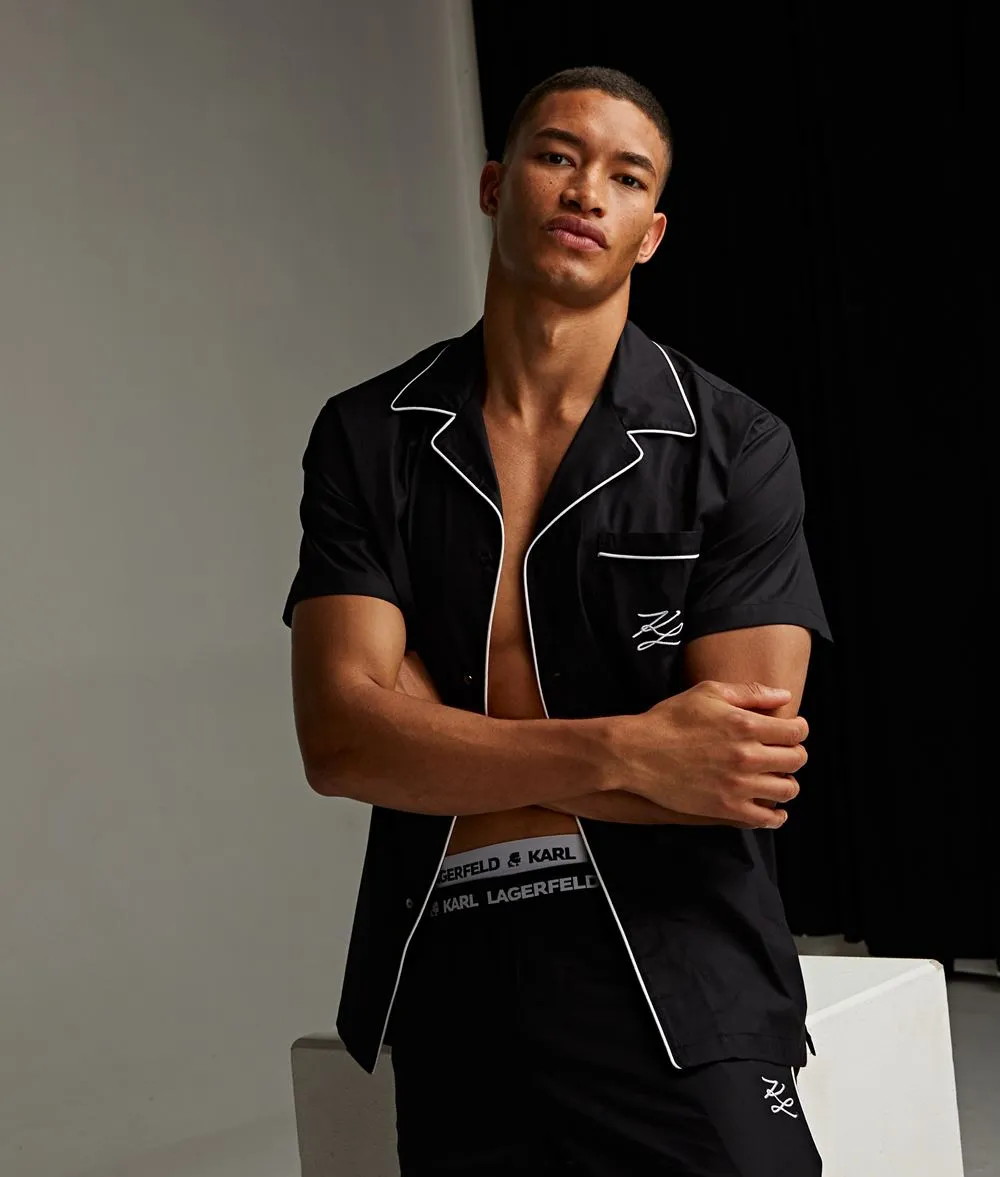 Short-Sleeved Piping Pajamas