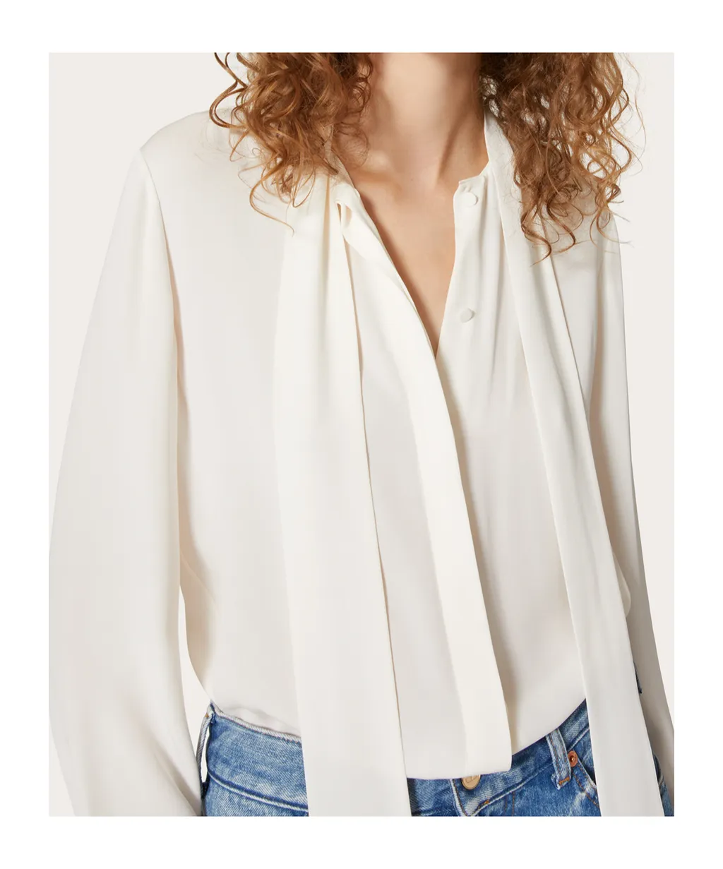 Valentino	Pussy-Bow Long-Sleeved Shirt