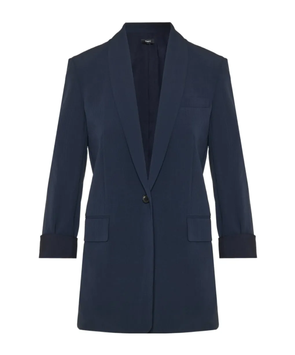 Theory Crepe Single-Breasted Tailored Blazer