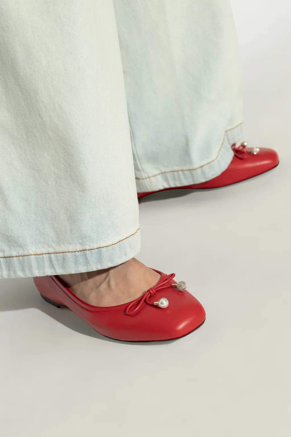 Immy Choo Elme Embellished Slip-On Flat Shoes