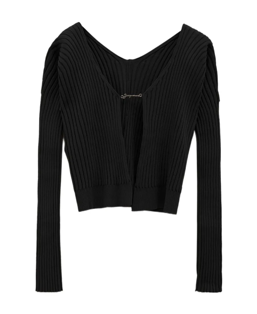 Jacquemus Logo Plaque Long-Sleeved Cardigan