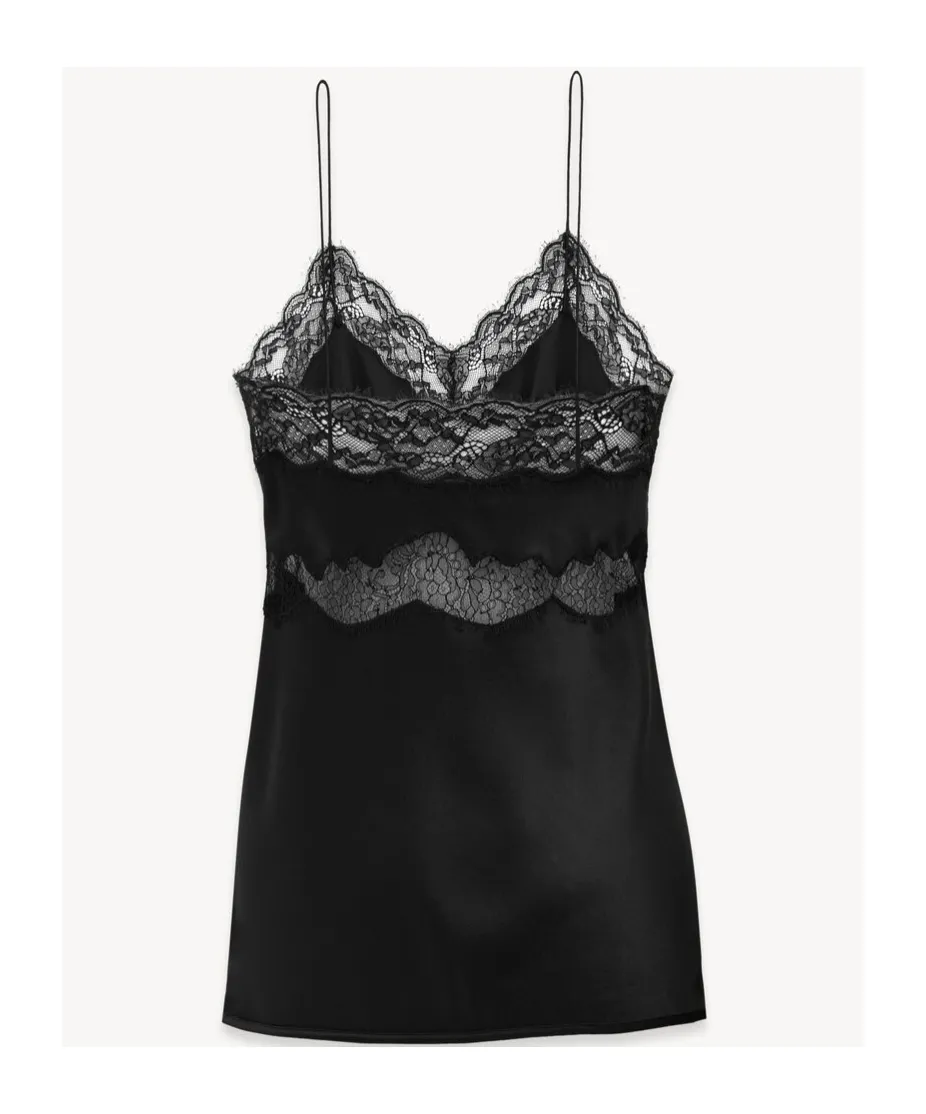 Lingerie Top In Silk Satin And Lace