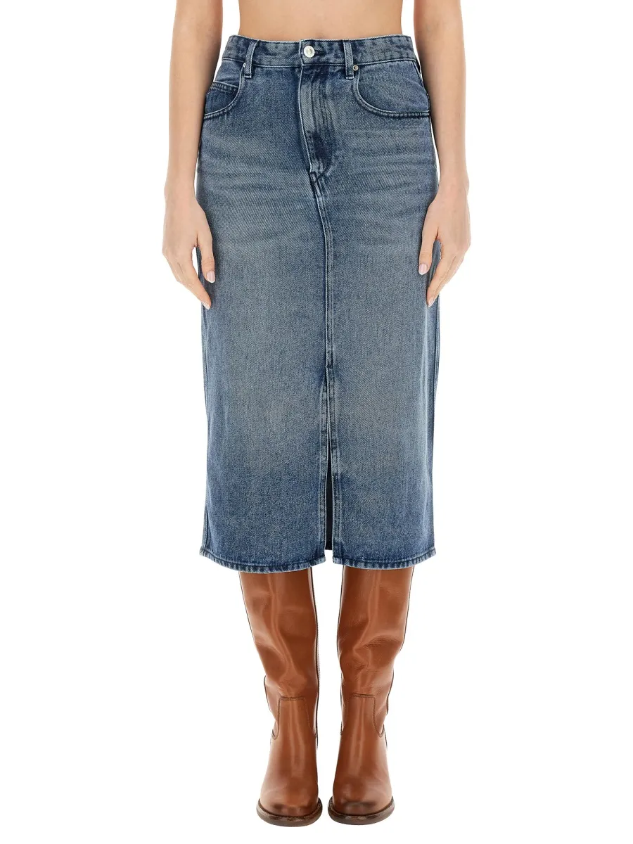 Isabel Marant High-Waist Front Slit Skirt