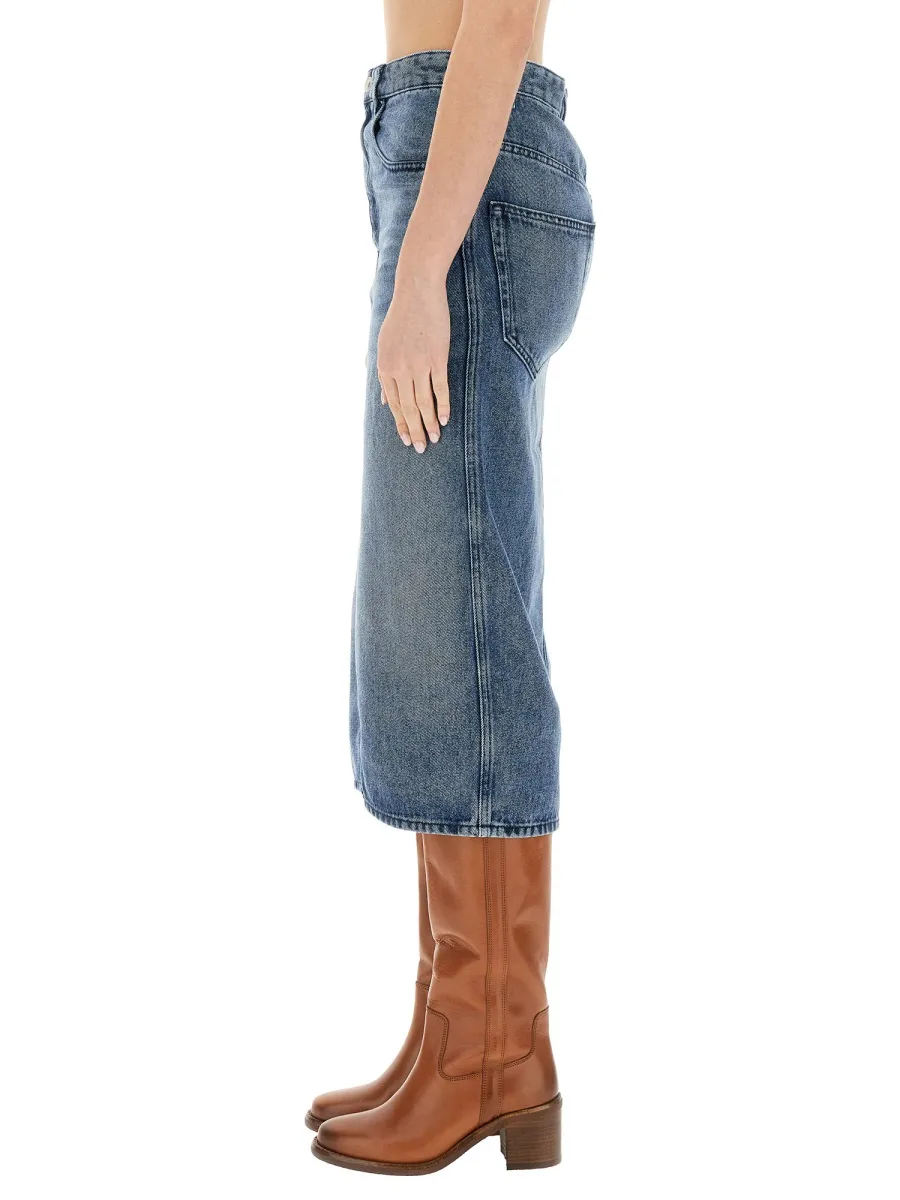 Isabel Marant High-Waist Front Slit Skirt