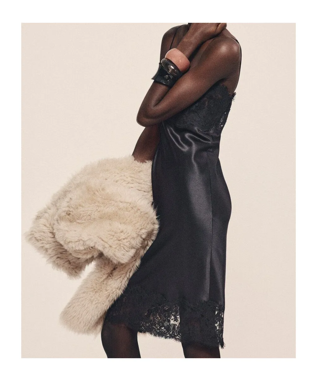 Saint Laurent Lace Detailed Sleeveless Slip Dress