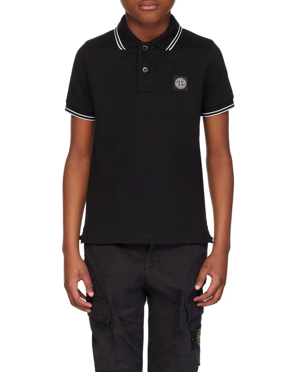 Stone Island Junior Compass Patch Short-Sleeved Polo Shirt