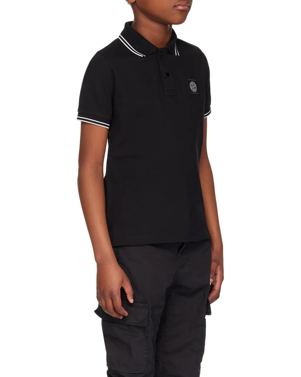 Stone Island Junior Compass Patch Short-Sleeved Polo Shirt
