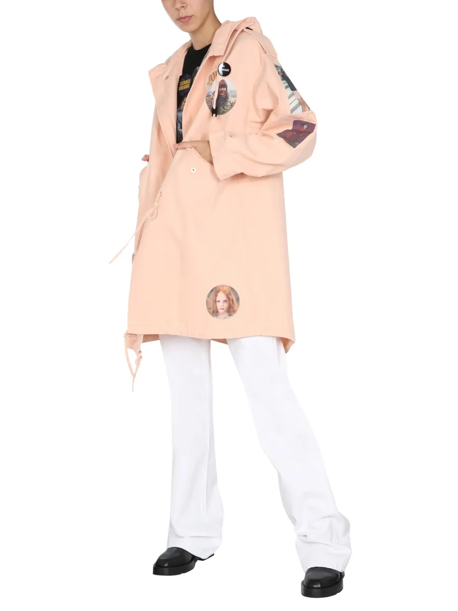 Photograph-Print Hooded Coat