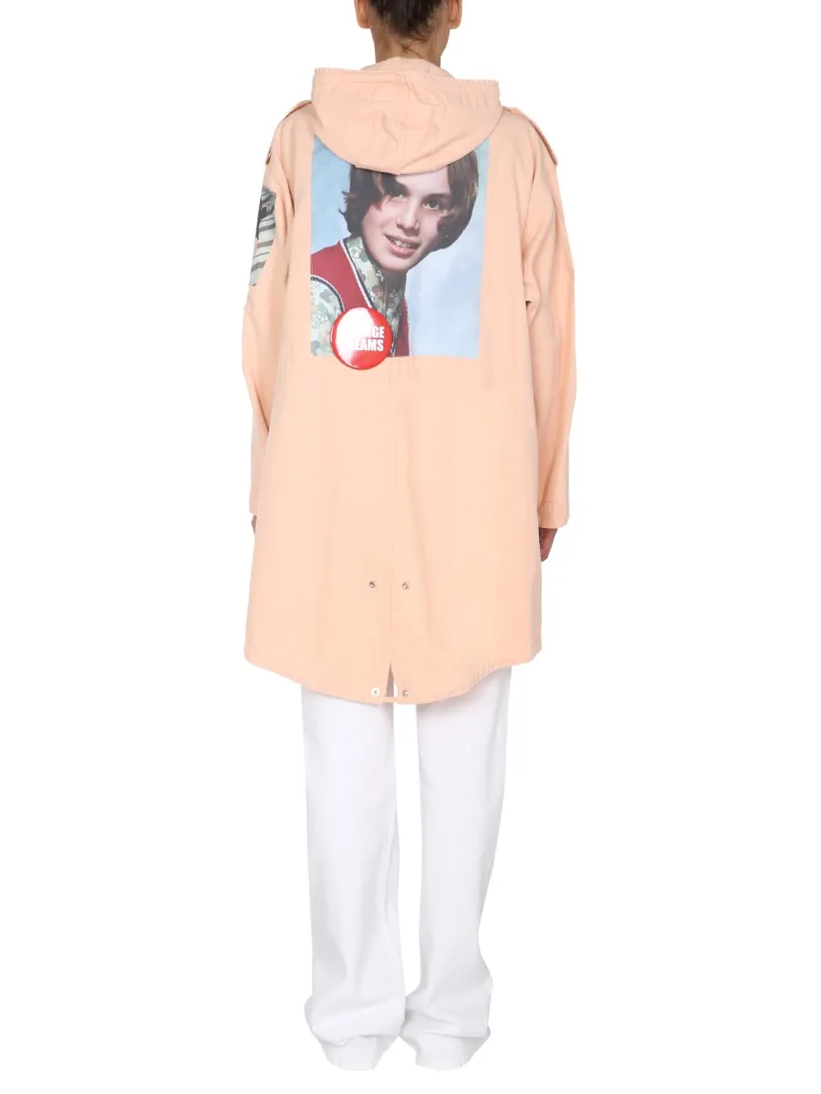 Photograph-Print Hooded Coat