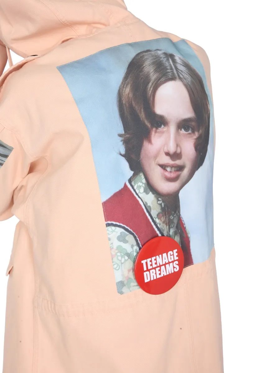Photograph-Print Hooded Coat