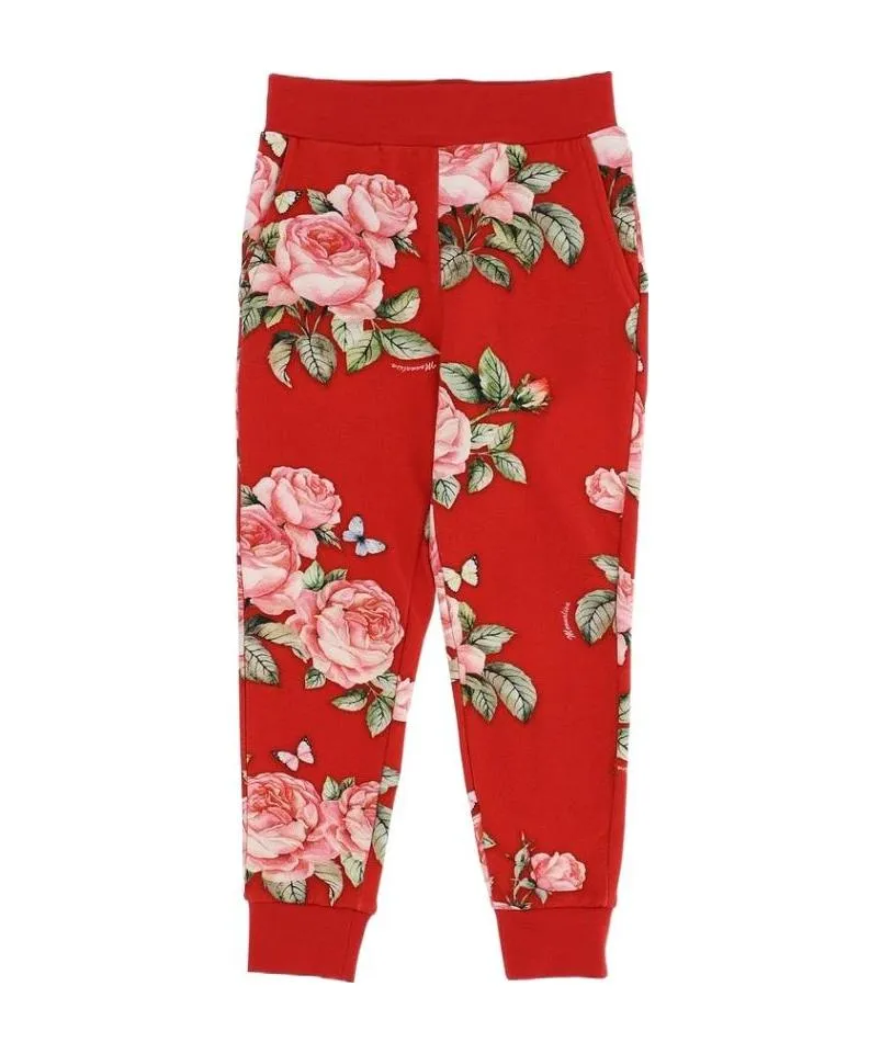Rose Pattern Print Track Trousers