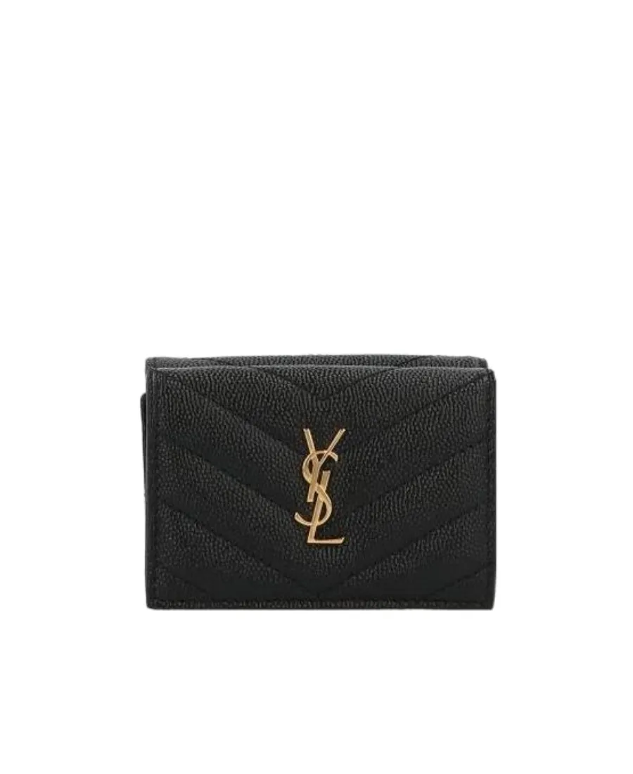 Saint Laurent Cassandre Logo Plaque Quilted Wallet