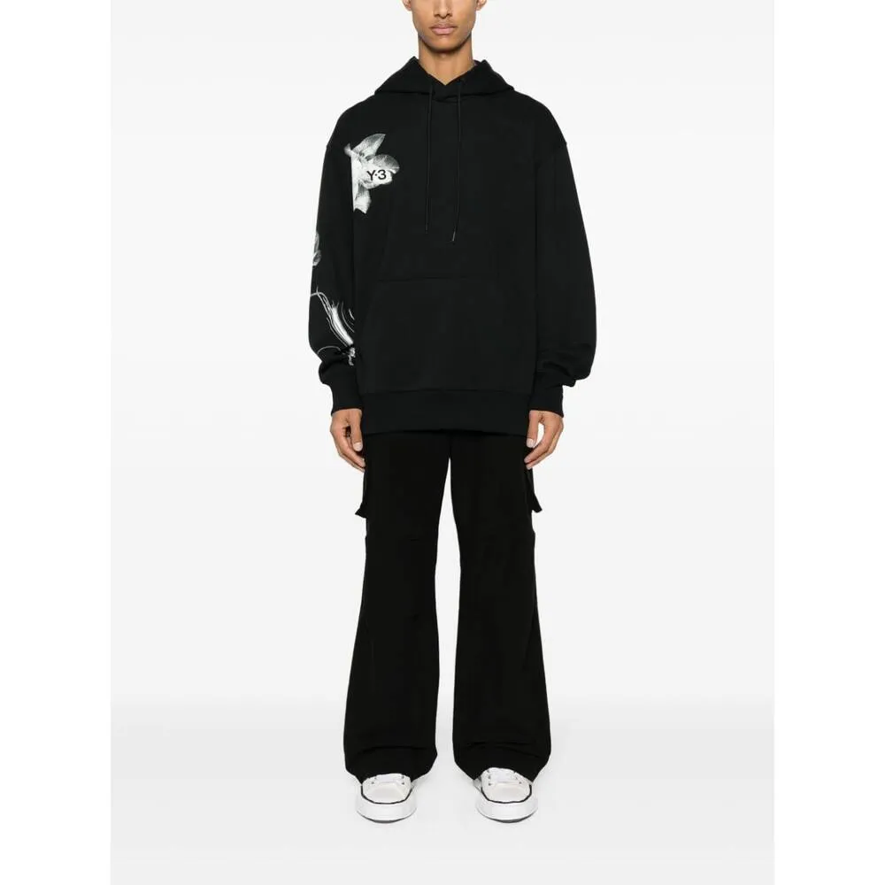 Y-3 Logo Printed Drawstring Hoodie