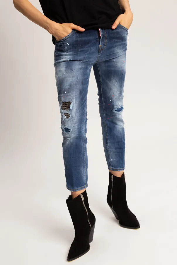Distressed-Effect Cropped Jeans