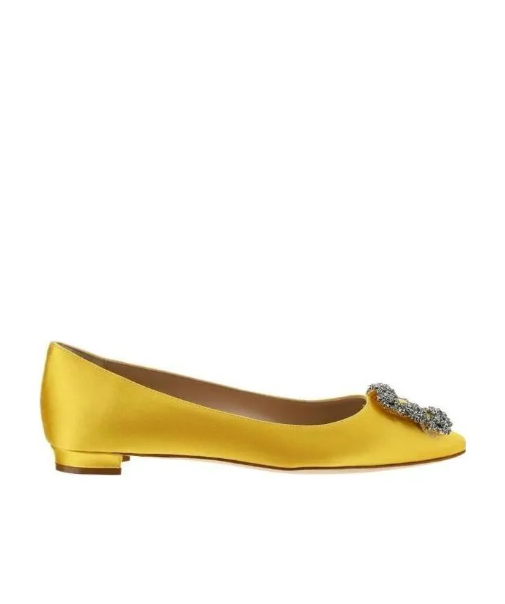Manolo Blahnik Hangisi Embellished Satin Flats