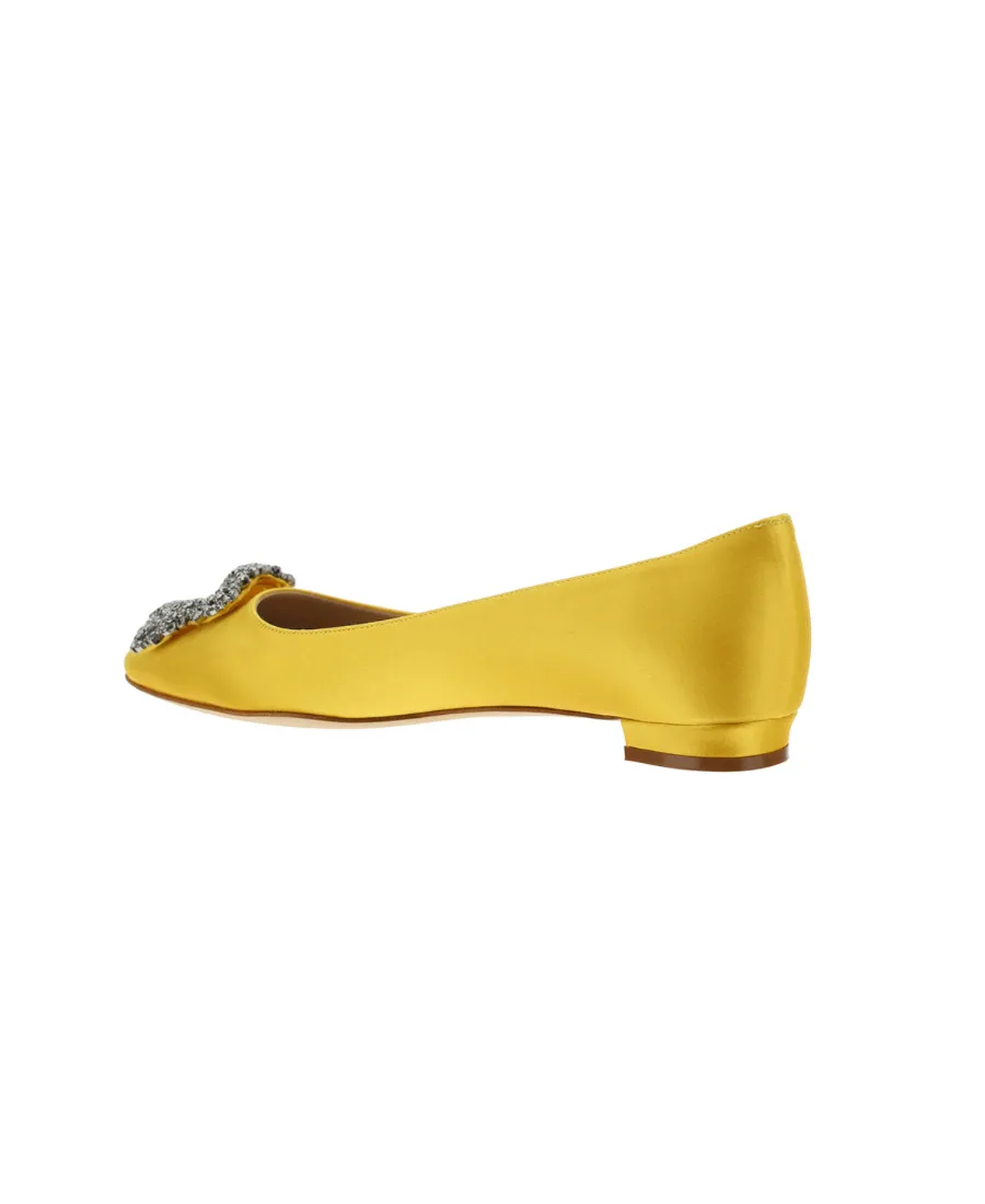 Manolo Blahnik Hangisi Embellished Satin Flats