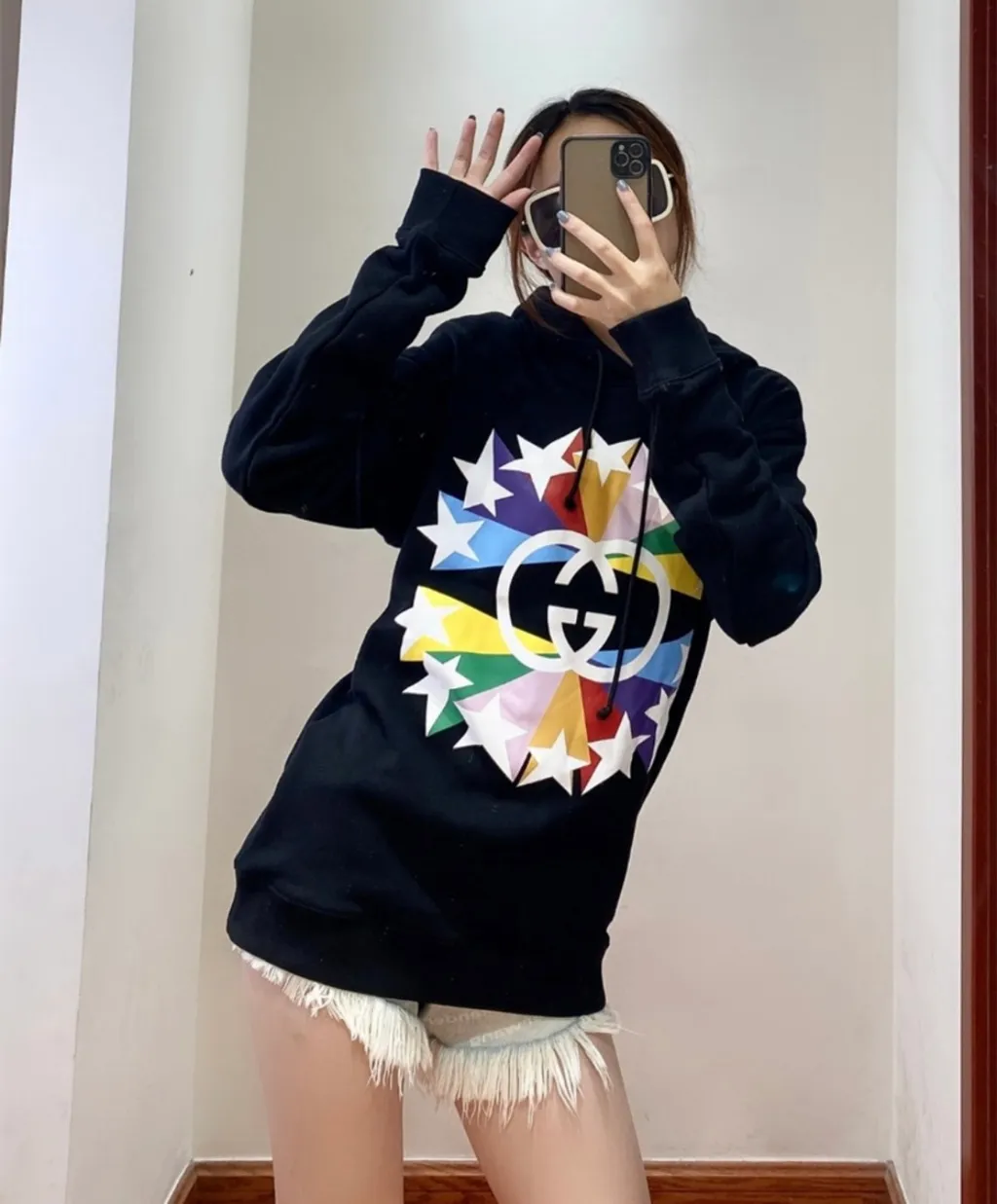 Gucci Interlocking G Star Burst Print Hoodie