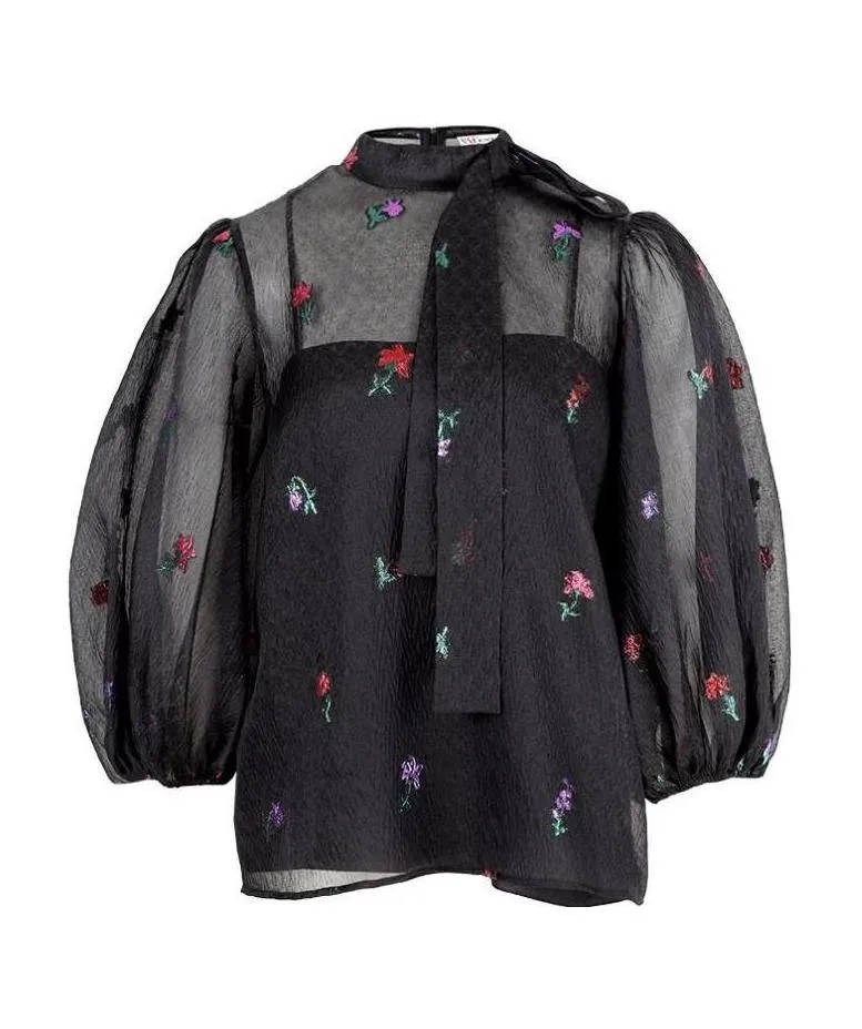 Translucent Bow-Tie Blouse