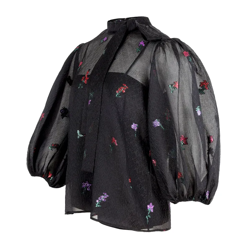 Translucent Bow-Tie Blouse