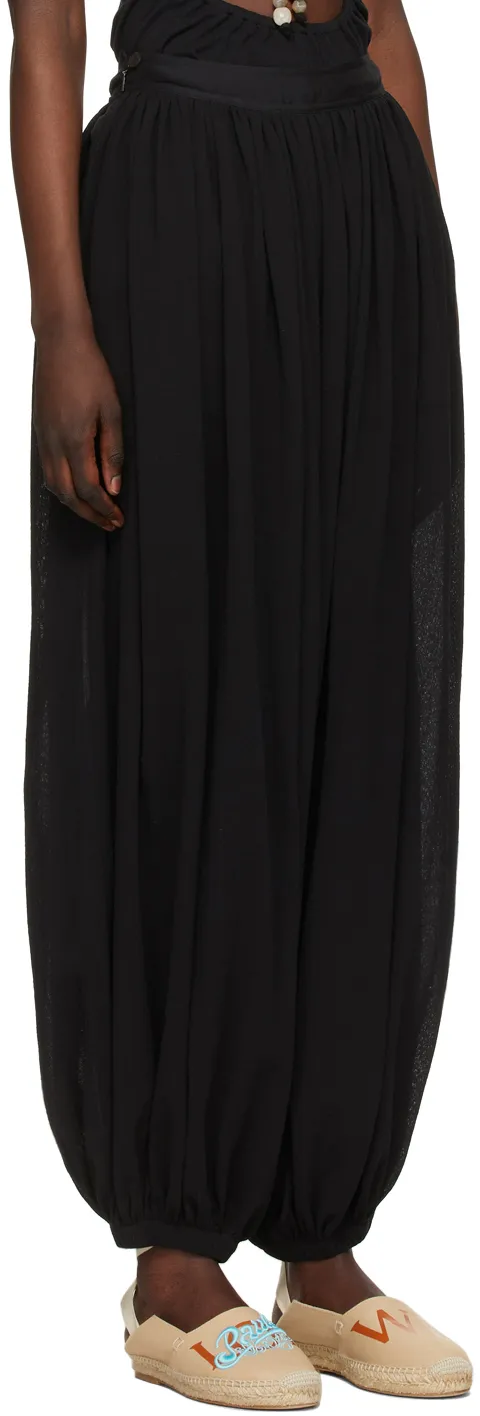 Black Wide-Leg Casual Pants