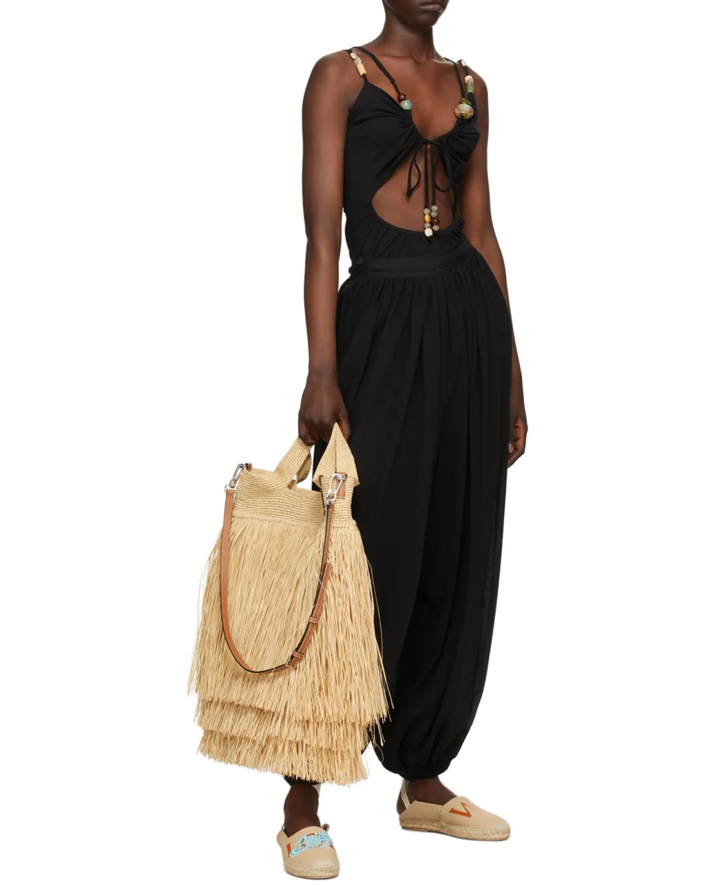 Black Wide-Leg Casual Pants