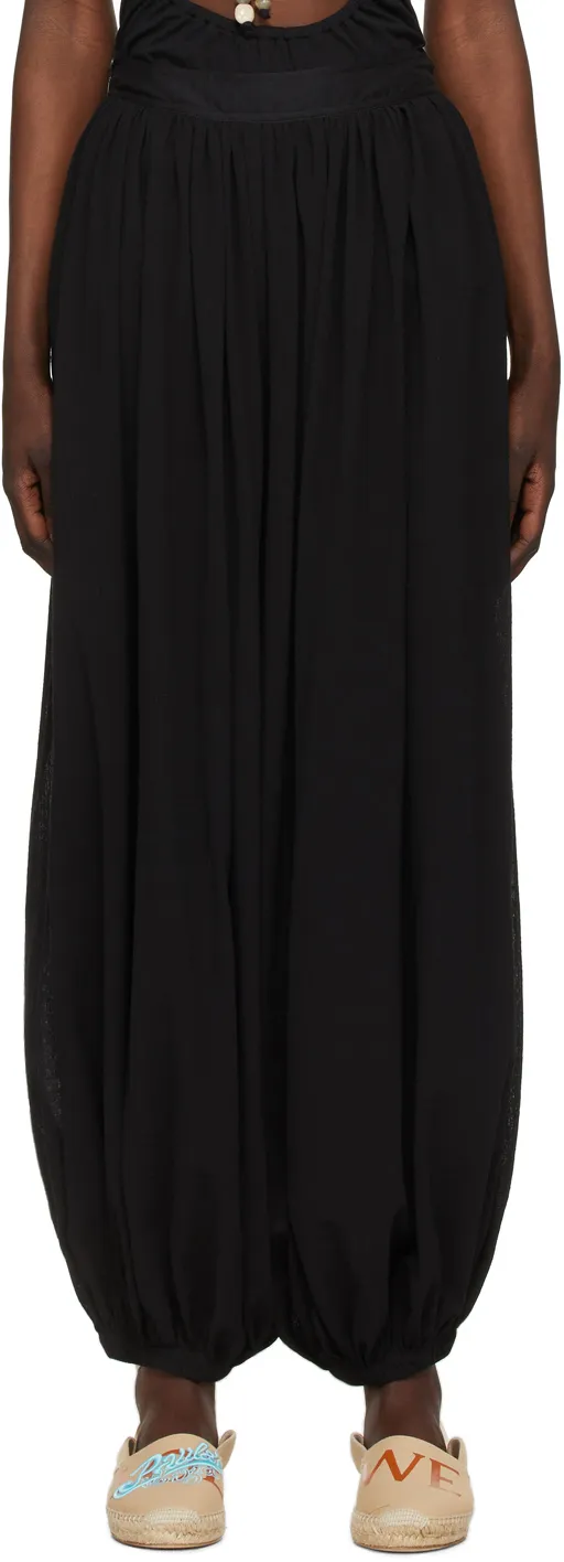 Black Wide-Leg Casual Pants